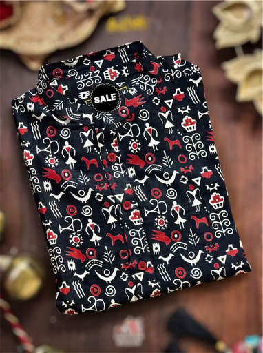 Kurta Black & Red